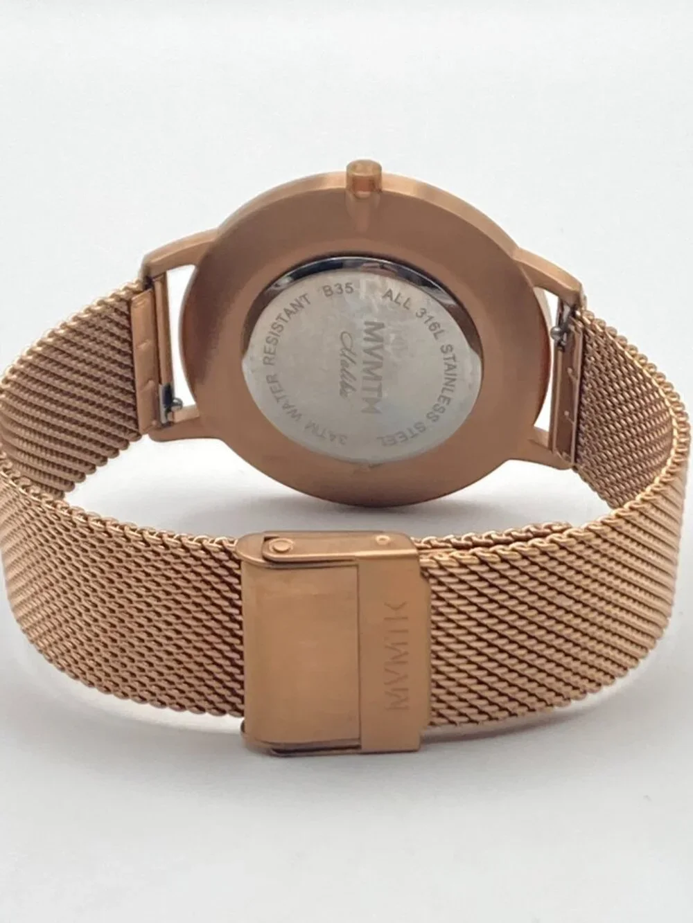 MVMT Boulevard Malibu Women's Watch 38mm Rose Gold Tone Mesh Band New Battery